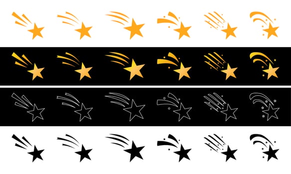 falling star set. Flat and minimal style illustration, line for design elements vector