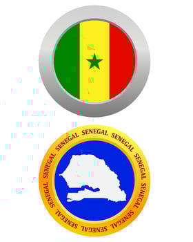 button as a symbol  SENEGAL flag and map on a white background vector