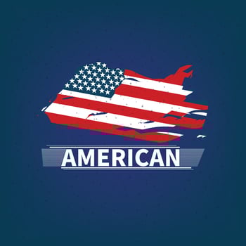 American flag and stars background illustration vector. vector