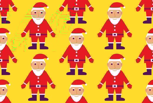 Christmas seamless pattern with santa claus on yellow background. Happy New Year decor.Flat illustration vector. vector