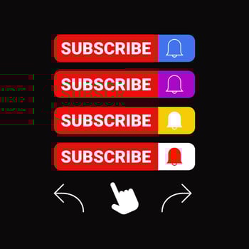 Subscribe button set with red color. minimal, flat, bell, icon vector