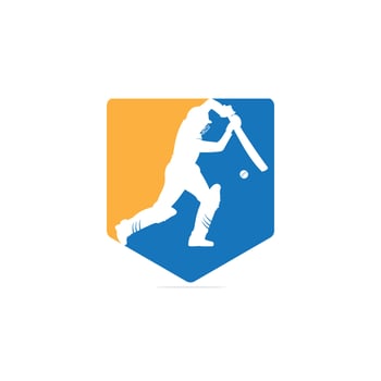 Batsman playing cricket. Cricket competition logo. Stylized cricketer character for website design with white background. Cricket championship. vector