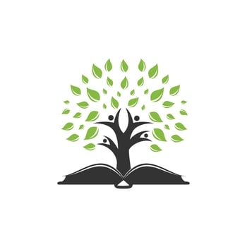 Human Tree of Life Logo coming out of book Design. Inspiration, Education vector Logo Design