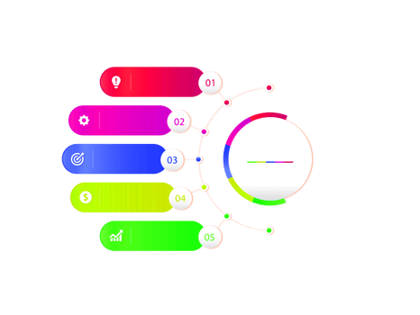 Five steps colorful object for infographic template png