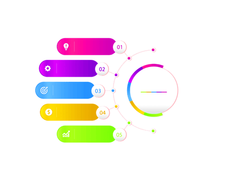 Five steps colorful object for infographic template png