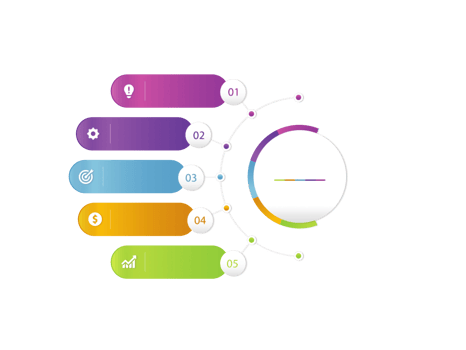 Five steps colorful object for infographic template png