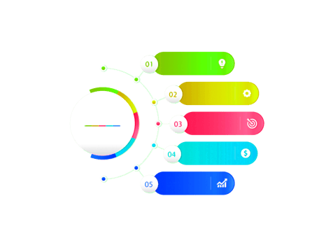 Five steps colorful object for infographic template png