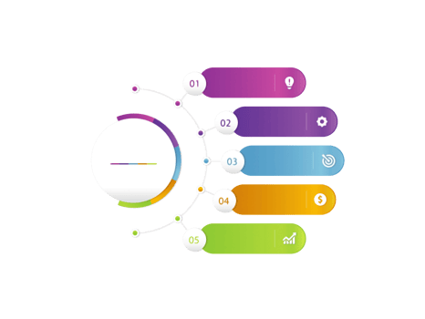 Five steps colorful object for infographic template png