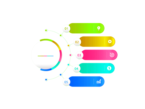 Five steps colorful object for infographic template png