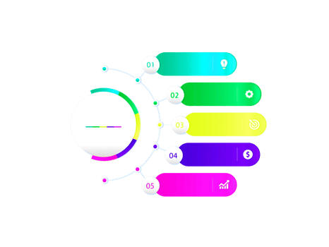 Five steps colorful object for infographic template png