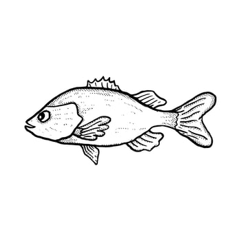 Fish Illustration hand drawn cartoon sketch lineart vintage style vector