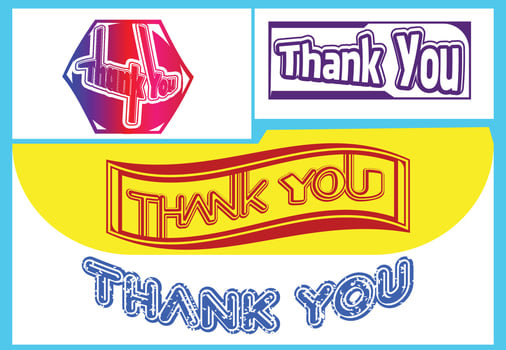 Thank you letter logo and sticker design template vector