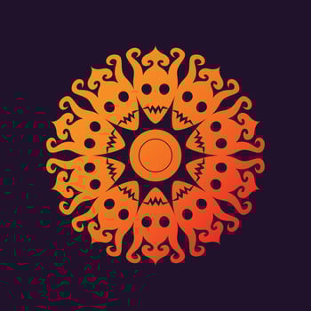 Halloween Abstract festive mandala Vector illustration card with horror face skull