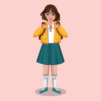 Pretty girl in school clothes vector