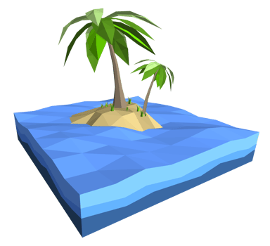 3Ds low polygon palm tree on lonely island in the ocean png