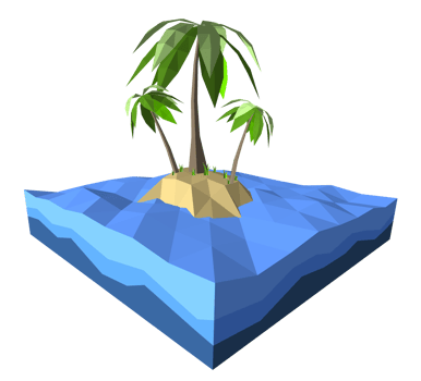 3Ds low polygon palm tree on lonely island in the ocean png
