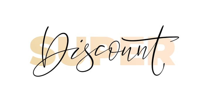 Super discount minimalistic banner. Marketing promo material template with hand written words. vector