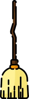 Halloween broom , illustration, vector on a white background.