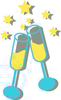 Birthday champagne, illustration, vector on a white background.