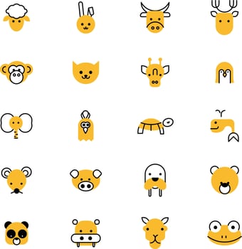 Yellow animals, illustration, vector on a white background.