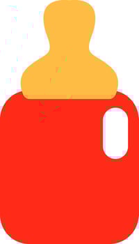 Red Baby bottle, illustration, vector on a white background.
