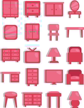 Pink furniture, illustration, vector on a white background.