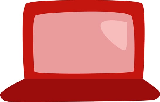 Red office laptop, illustration, vector on a white background.