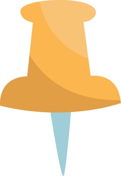 Yellow office pin, illustration, vector on a white background.