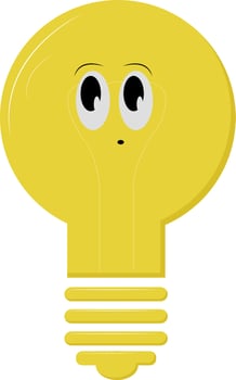 Cute lightbulb, illustration, vector on white background.