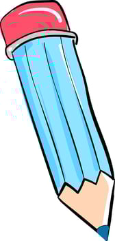 Blue pencil, illustration, vector on white background.