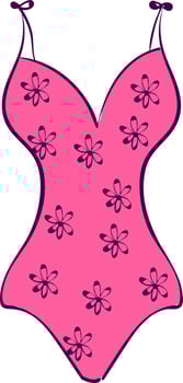 Pink swimsuit, illustration, vector on white background.