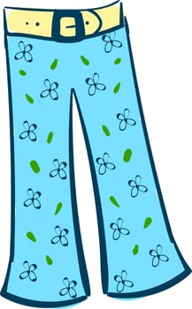 Floral pants, illustration, vector on white background.