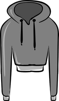 Gray hoodie, illustration, vector on white background.