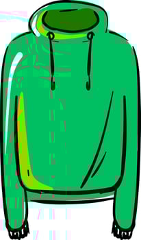 Green hoodie, illustration, vector on white background.