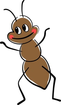 Happy ant, illustration, vector on white background.