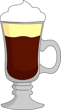 Irish coffee, illustration, vector on white background.