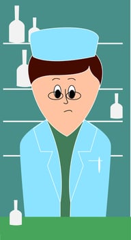 Pharmacist, illustration, vector on white background.