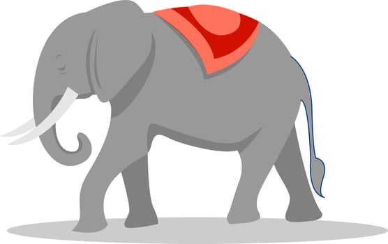 Indian elephant, illustration, vector on white background.