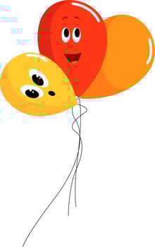 Happy balloons, illustration, vector on white background.