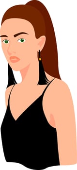 Girl in black, illustration, vector on white background.