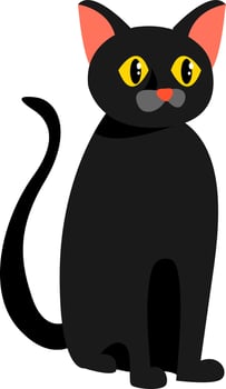 Black cat, illustration, vector on white background.