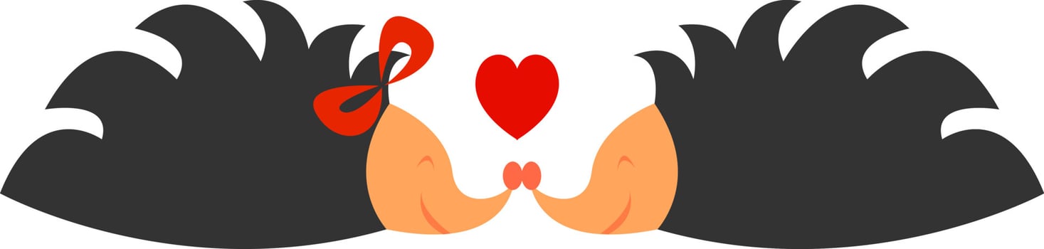 Hedgehog in love, illustration, vector on white background.