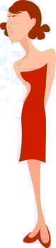 Long neck girl, illustration, vector on white background.