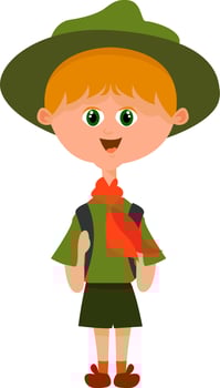 Scout boy, illustration, vector on white background.