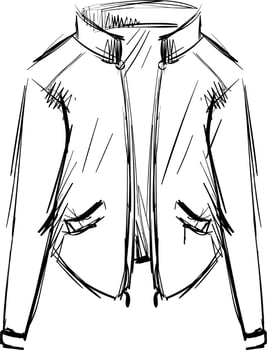 Jacket drawing, illustration, vector on white background.