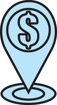 Dollar symbol pin, illustration, vector, on a white background. vector