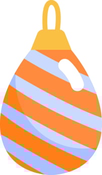 Christmas toy with orange stripes, illustration, vector, on a white background. vector