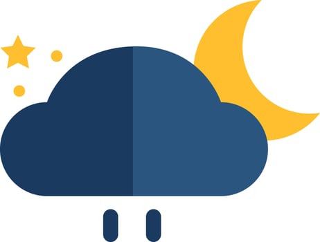 Moon with rainy cloud, illustration, vector, on a white background. vector
