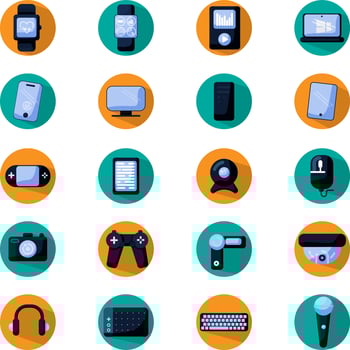 Electronic Hardware set, illustration, vector, on a white background. vector
