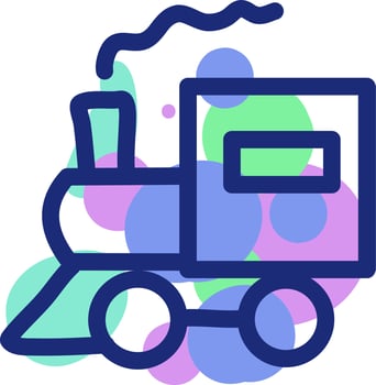 Colorful train toy, illustration, vector on a white background.